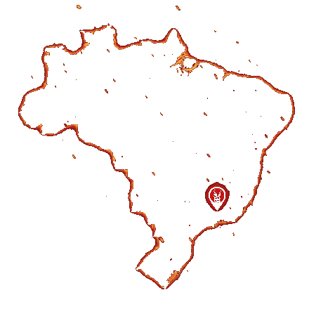 Umrisskarte von Brasilien mit einer Markierung bei Praia Grande.